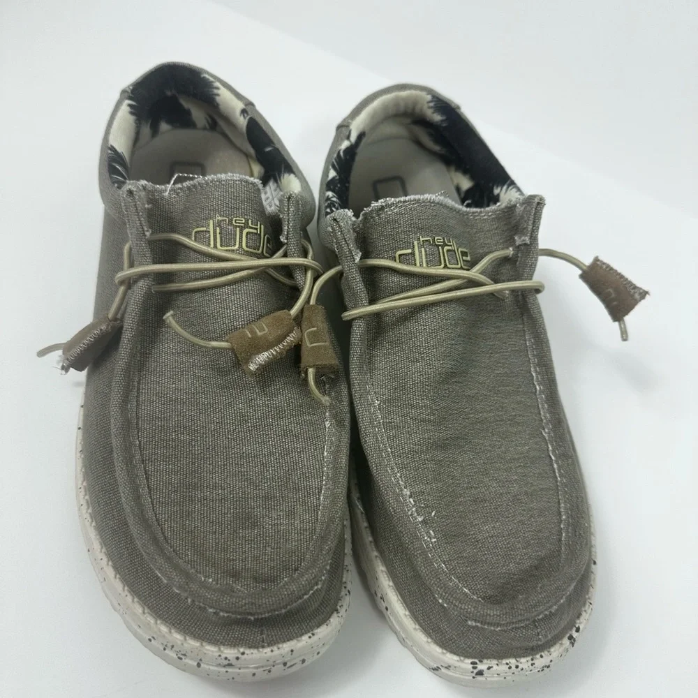 Hey Dude Men's Wally Stretch Gray Canvas Loafers